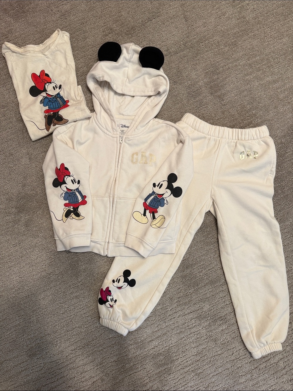 GAP White Kids Mickey & Minnie Hoodie and Jogger Set